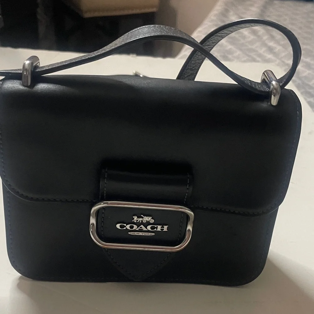 Coach Black Leather Crossbody with Silver-Tone Buckle - Picture 8 of 8